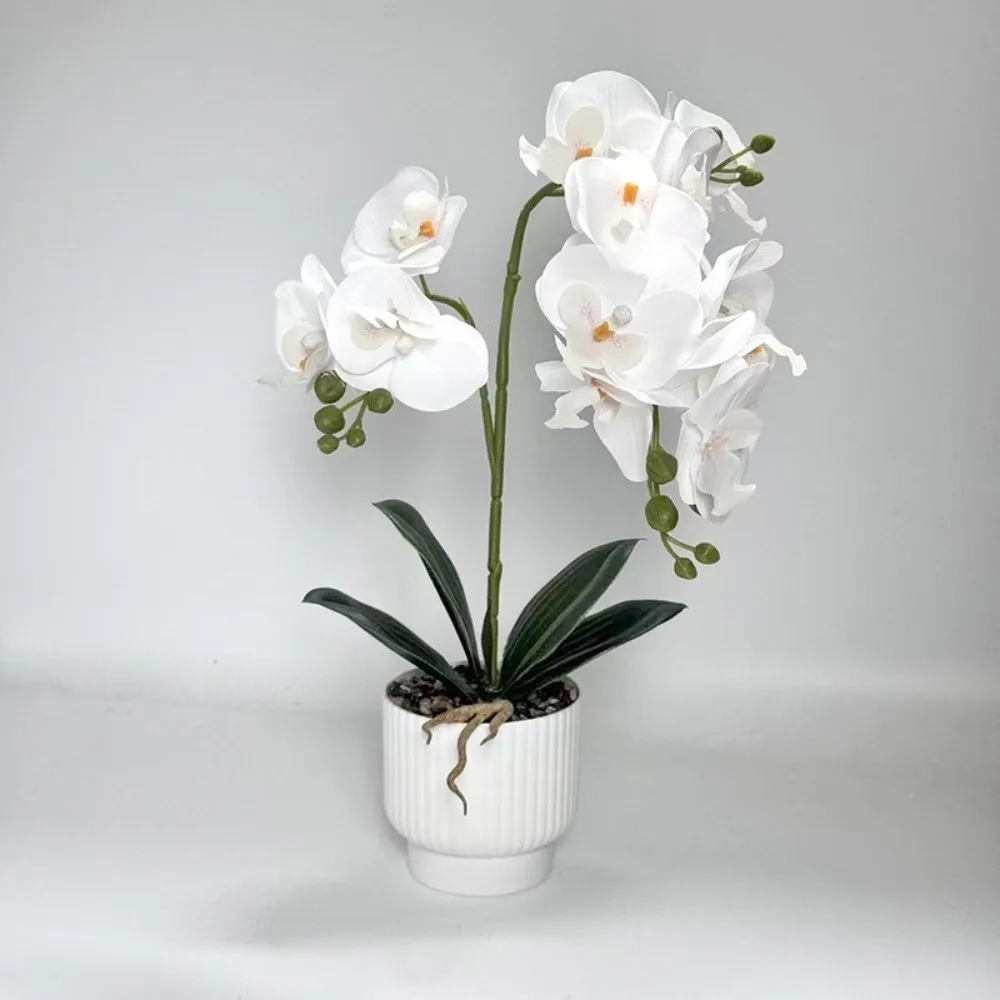 Multi-Bloom Simulated Butterfly Orchid DIY White Flower Pot Artificial Faux Plants Faux Flowers Artificial Orchid Bonsai