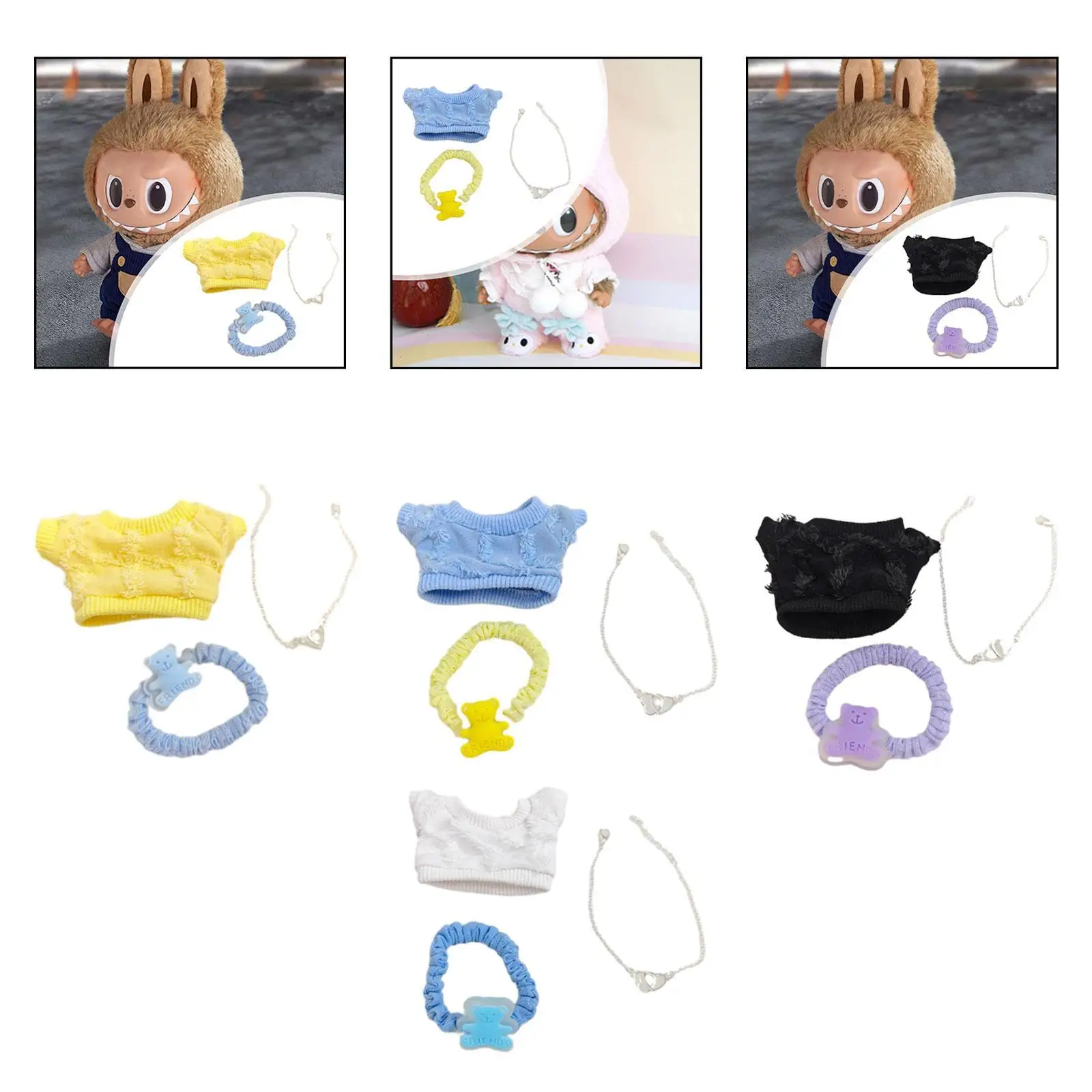 Plüsch Puppenkleidung DIY Puppenspielzeug für Kinder Geburtstagsgeschenk Modepuppenkleidung Stoffpuppe Schlüsselanhänger Zubehör für 17 cm Puppe