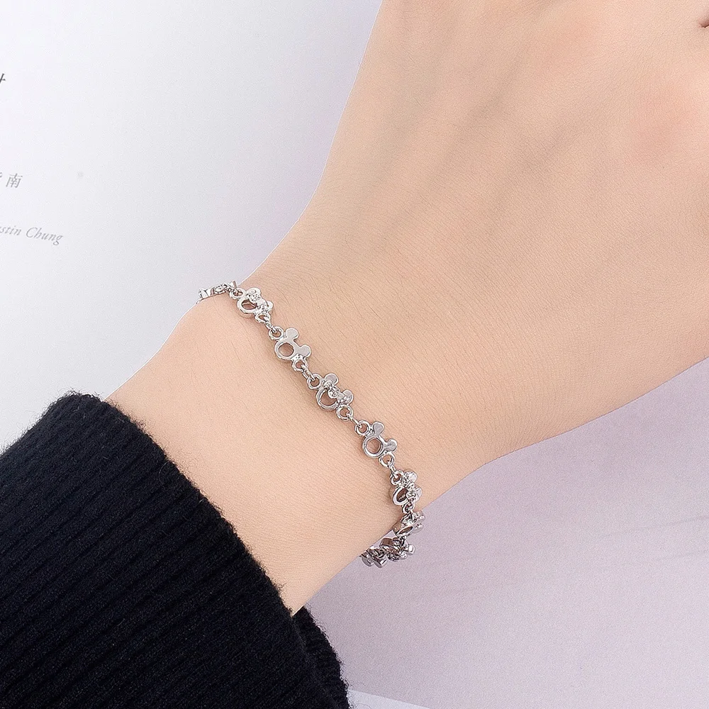 925 Sterling Silver Beautiful Mickey Bracelets for Women Popular Korean Fashion Designer Party Wedding Jewelry Holiday Gifts