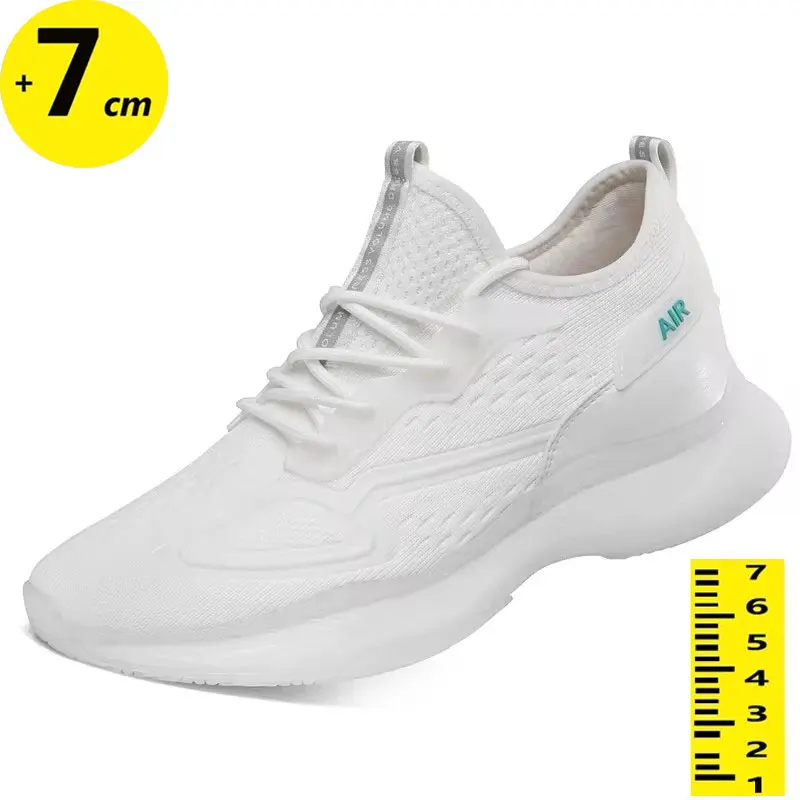 Zapatillas de deporte gruesas para hombre, plantilla de aumento de altura, zapatos deportivos de diseñador, transpirables, 7cm