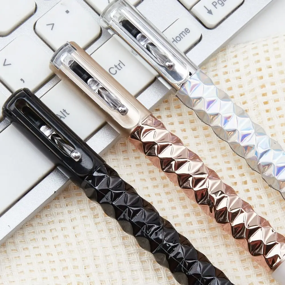 Interesting Rhombus Geometry Deformable Pen 0.5mm Tip Press Type Gel Pen Quick Dry Black Ink Anamorphic Pen School Office