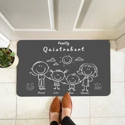 Personalized Family Doormat with Names Non-slip Floor Mats Father Mother Daughter Son Custom Doormat Family Members Stick Figure