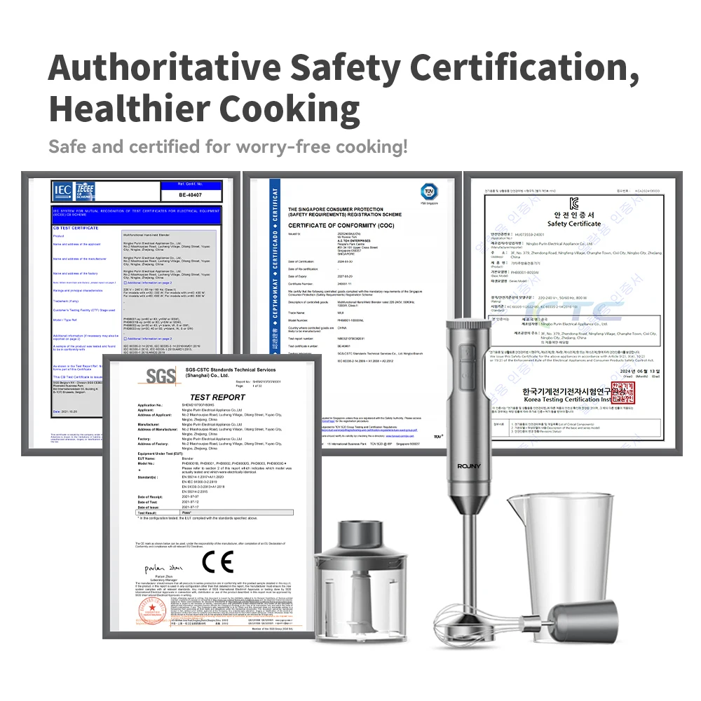 خلاط غمر يدوي 4 في 1، خلاط طعام قوي من الفولاذ المقاوم للصدأ، كوب خلط 700 مل، معالج 500 مل، خفق