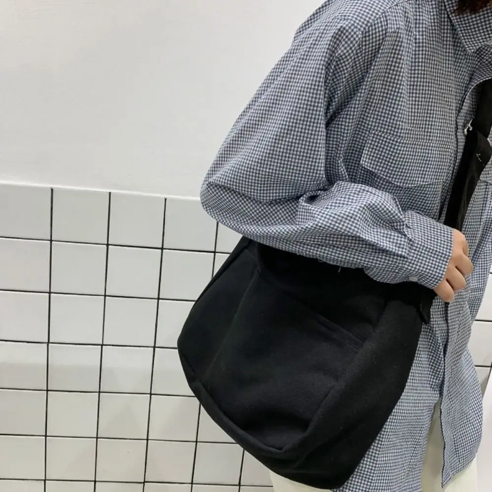 

Solid Color Canvas Tote Bag Multifunctional Large Capacity Women Handbag Commuting Simple Student Shoulder Bags Female Use