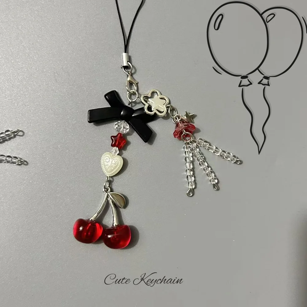 Цельный-подвесок-с-красным-вишневым-бантом-цепочка-для-телефона-брелок-для-ключей-y2k-сумка-подвеска-брелок-аксессуар-подарочная-сумка-для-подруги-подвесной-кулон