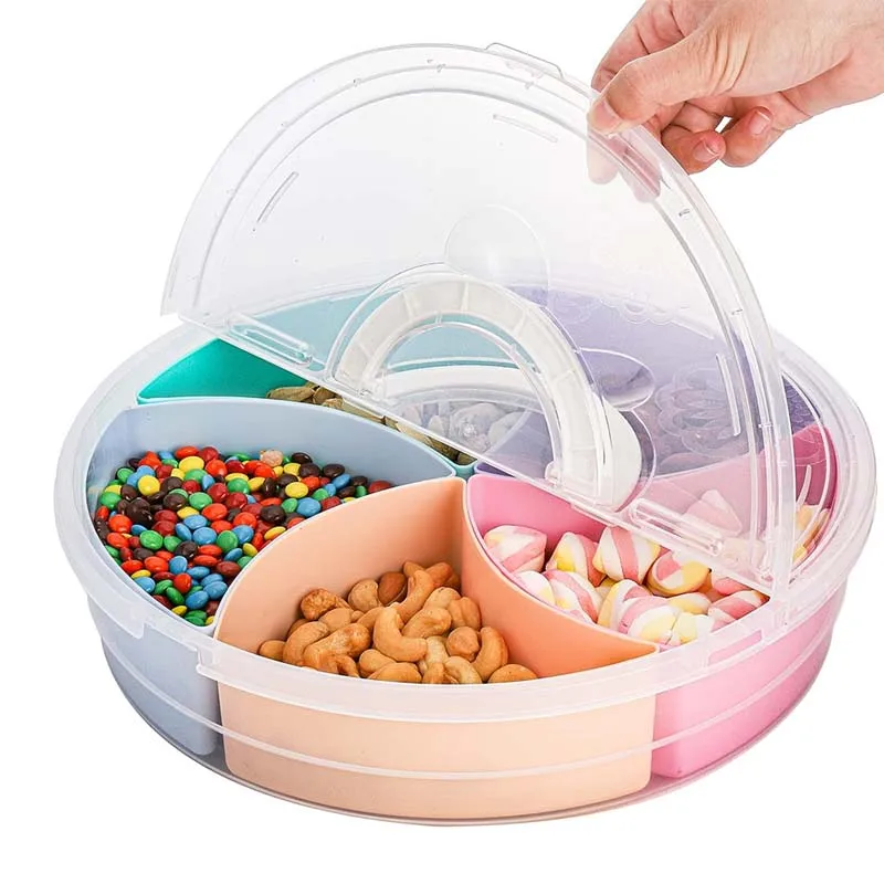 Multi-function Food Storage Tray with Lid Food Containers Tray To Keep for Nuts and Candy Dried Fruit Snack Plate Serving Platte