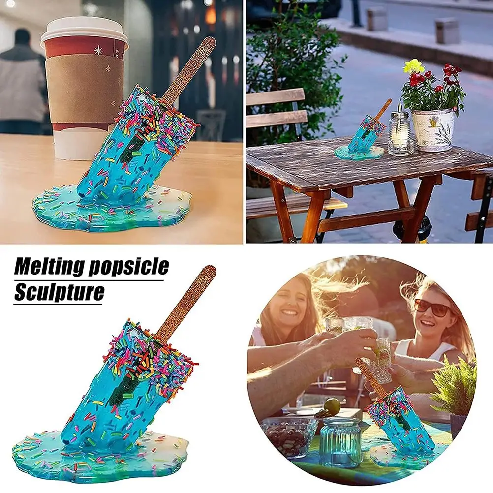 Home Decoration Ice Cream Resin Ornaments Artificial Lollipop Melting Popsicle Sculpture Summer Cool Popsicle