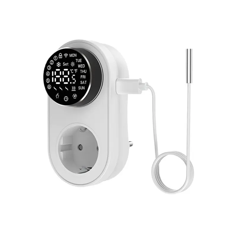 

Knob Socket Thermostat Tuya 16A Wifi LED Thermostat Wireless Electric Plug-In Thermostat EU Plug-ABFT