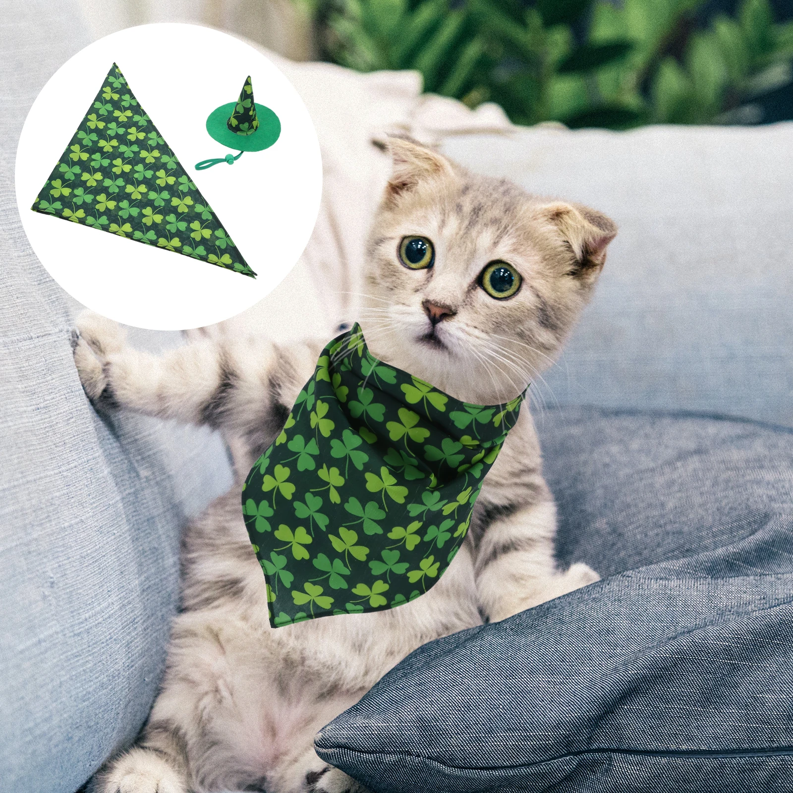 

Dog Hats Pet Triangle Scarf Decorative Bib Adorable Accessories Party Multi-function Green