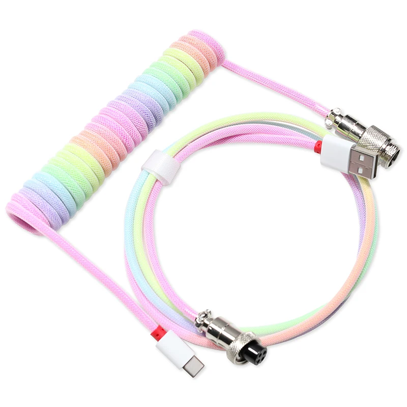 【セール中】USB Type-C メカニカルキーボード用コイルケーブル ハードウェアリンカー USB GX16 航空機用メカニカルケーブル スパイラルゲーミングUSBキーボードケーブル
