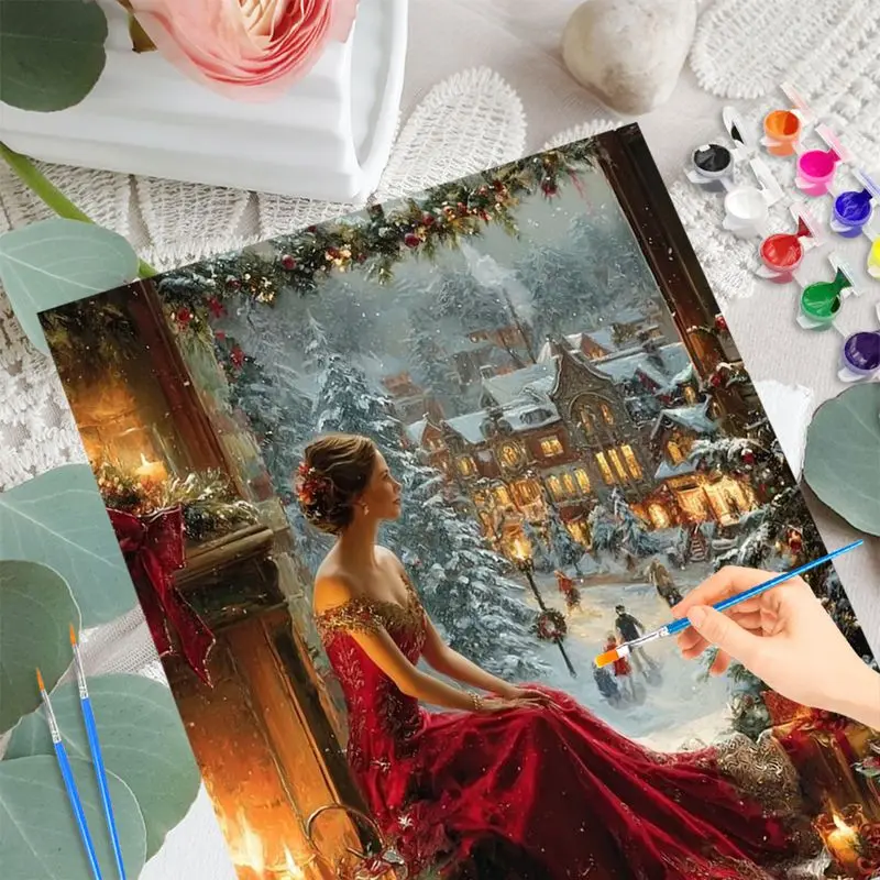 PhotoCustom Paint By Number Handpainted Beautiful Woman Art Gift Diy Christmas Pictures By Number Kits Home Decor