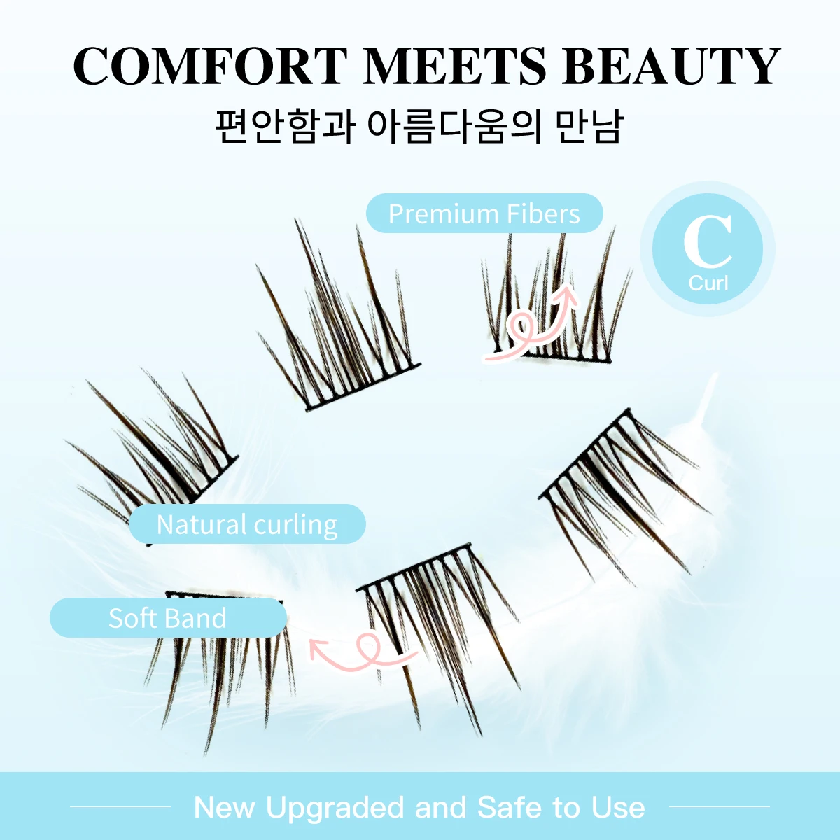 Selbstklebende Wimperncluster für Anfänger, kein Kleber, einzelne Wimpern, einfach aufzutragen, wiederverwendbar für einen natürlichen, flauschigen Look