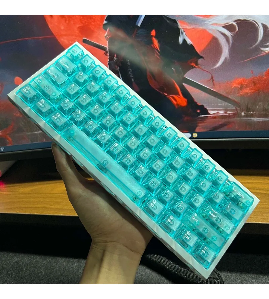 Original factory height from ace68wooting little bee night demon keycap (ice mist blue transparent) ice mist PC