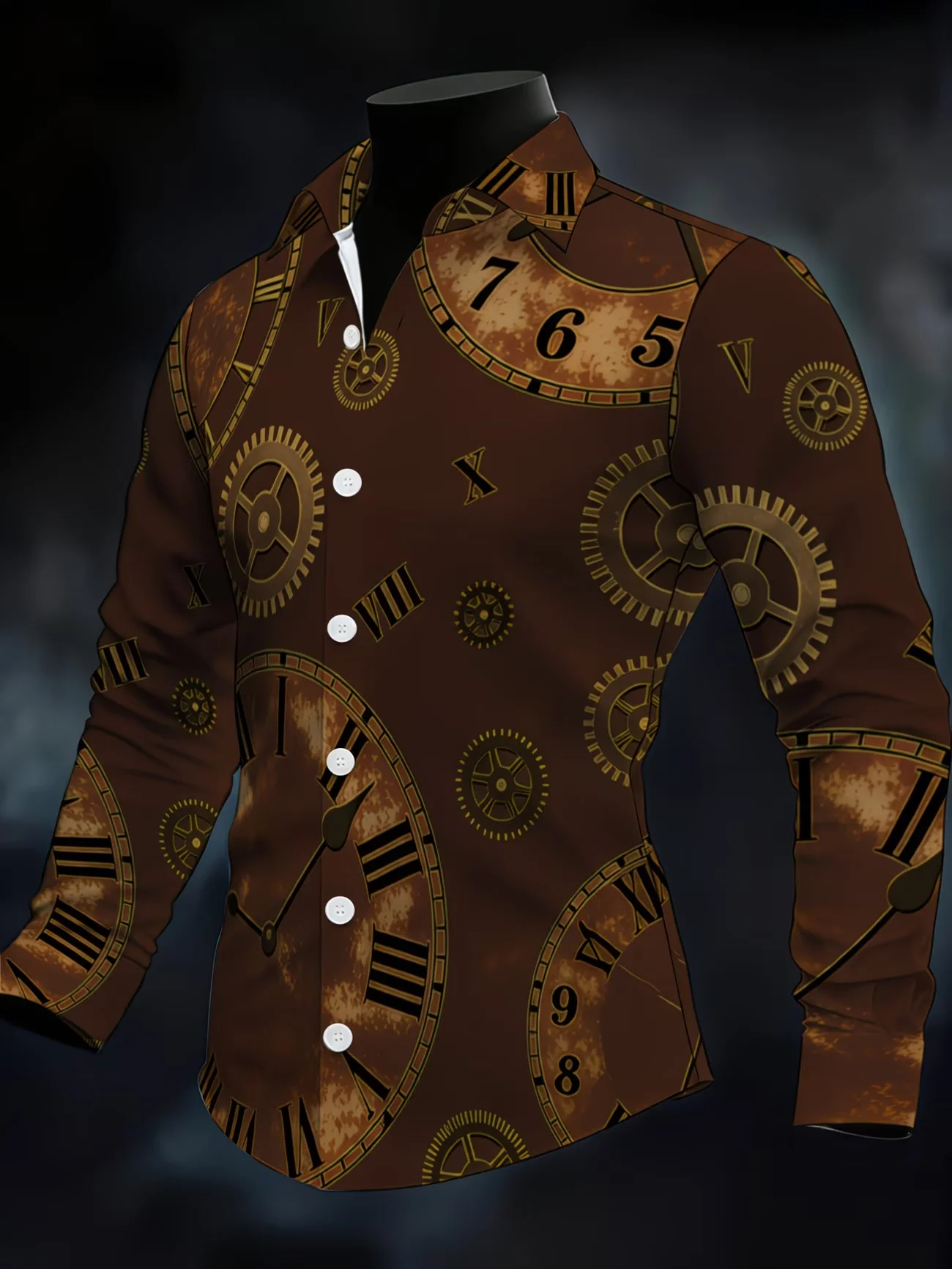 New men's Fashionable Luxury Long Sleeved Shirt With high-definition 3D Animal Print Shirt And Tree Pattern Top