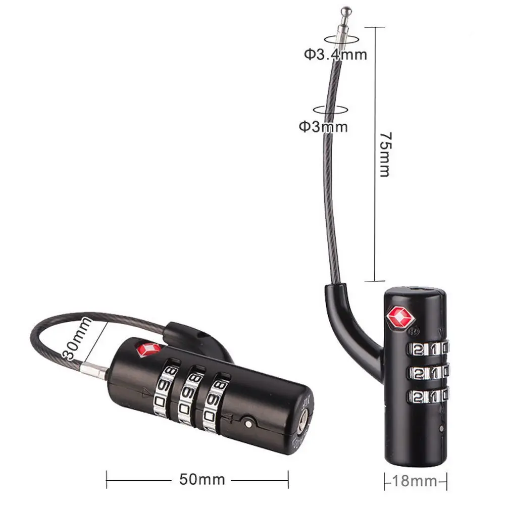 High Security Portable Cable Luggage Lock Customs Code Lock Smart Combination Lock TSA Customs Lock Padlock with Steel Cable