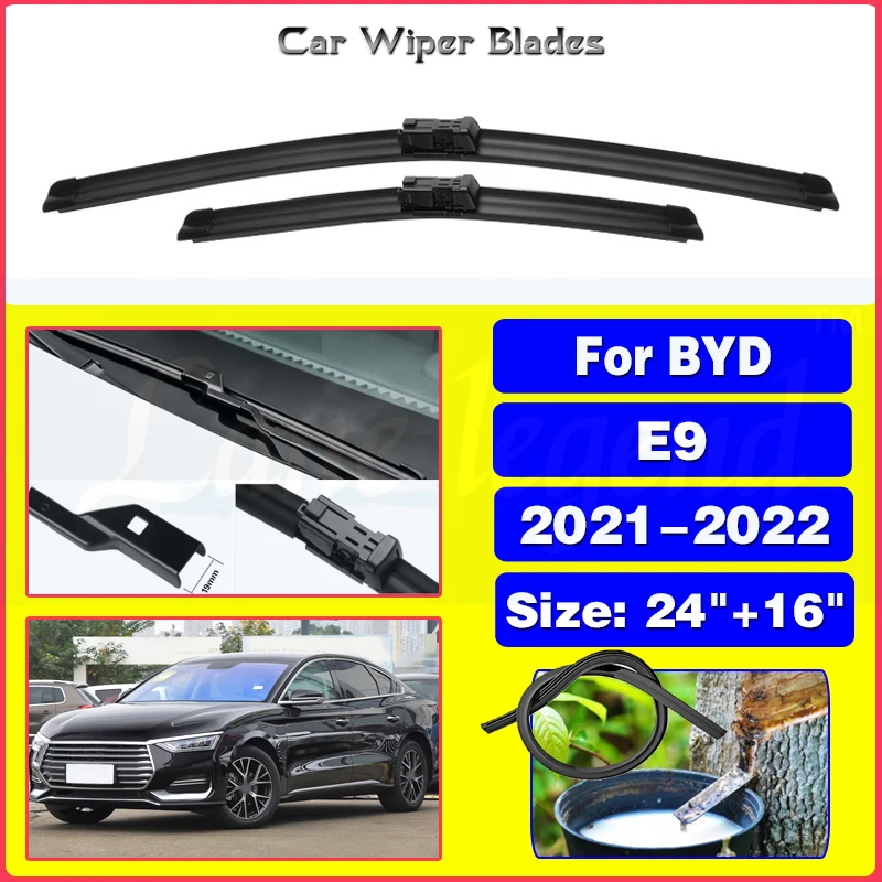 

Car Front Wiper For BYD E9 2021 - 2022 Front Wiper Blades Soft Rubber Windscreen Wipers Auto Windshield 24"+16" 600mm 400mm