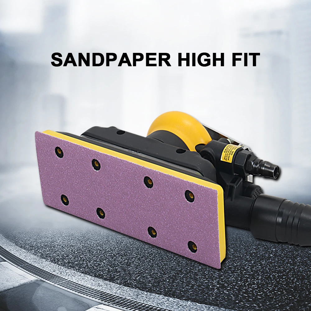 12000RPM Pneumatic Random Air Orbital Eccentric Mini Palm Sander with Hook & Loop Attachment 70x198mm Disc for Car Sanding