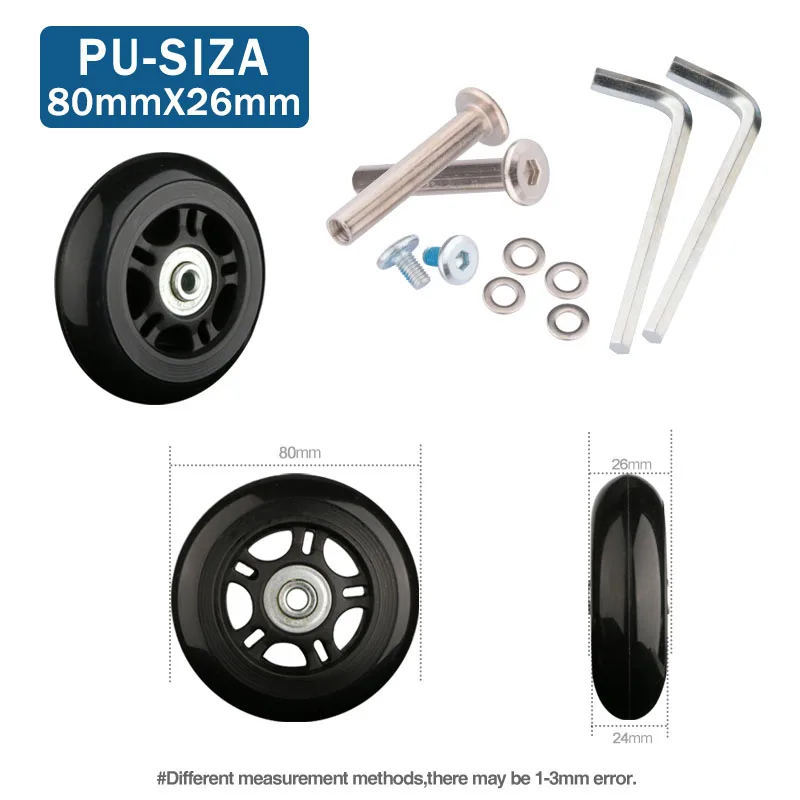 12 pz/set ruote per bagagli diametro 40/45/50/60/70/75/80/90/100Mm parti della cassa del carrello da viaggio ruote di ricambio resistenti all'usura