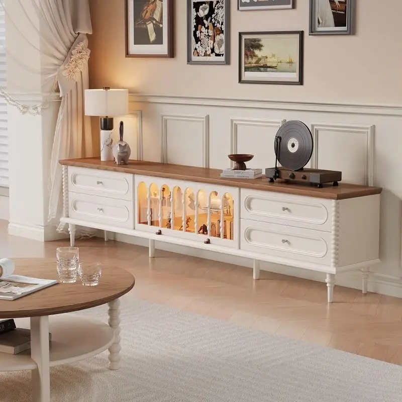 LH TV cabinet living room home retro cream wind hidden socket storage locker integrated
