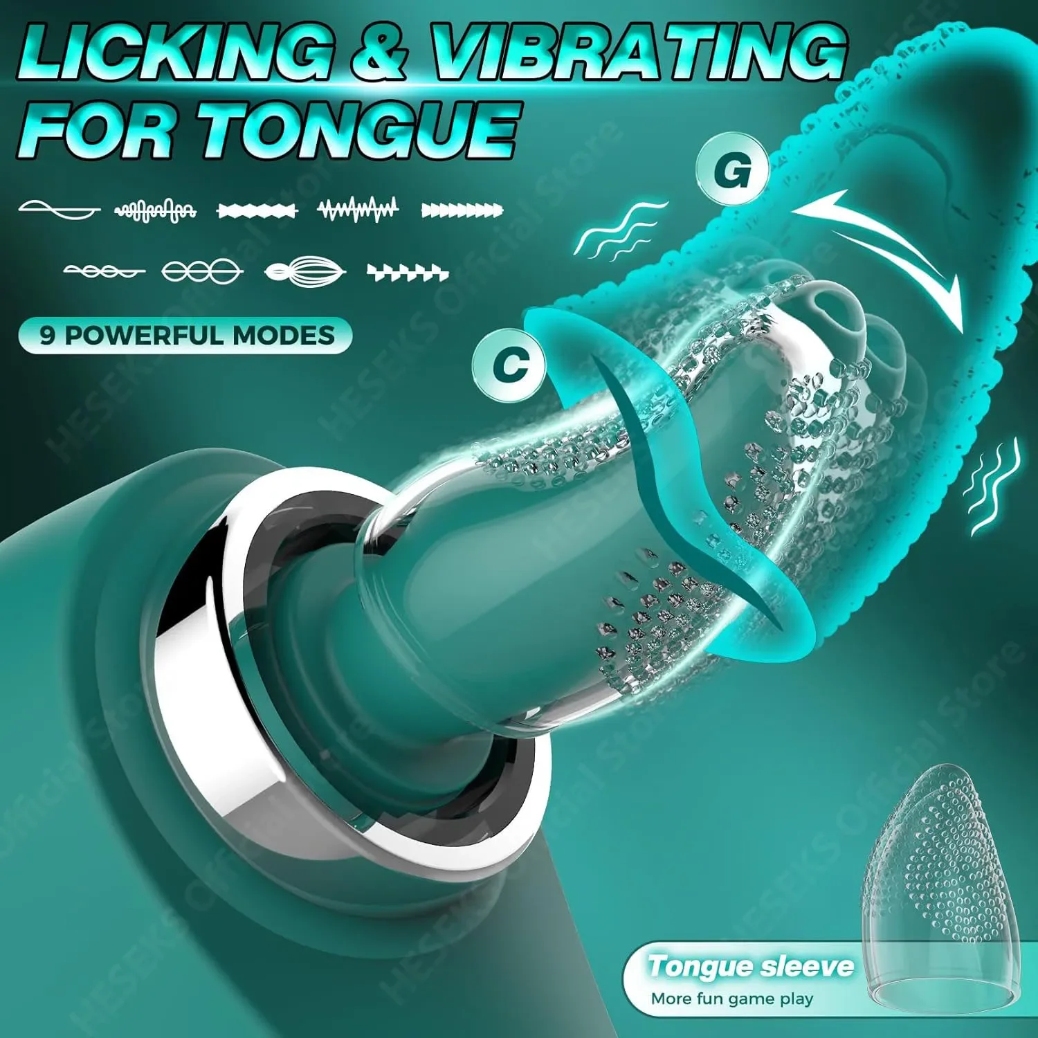 HESEKS Vacuum Sucker Tongue Licking Vibrator with Sucking Cup Clitoris Stimulator Nipple Massager Sex Toys for Women 18+