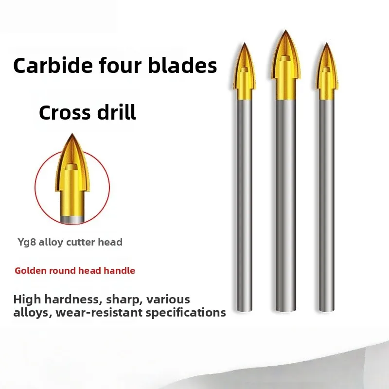 

Четырехгранное крестовое сверло из сплава, сверло для плитки, керамическое треугольное сверло, стекло, мрамор, открывалка для отверстий, сверло по дереву