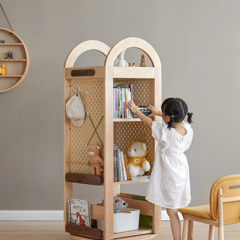 

/Rotating bookshelf full solid wood rotating bookshelf 360 degree children's reading picture book shelf storage and landing