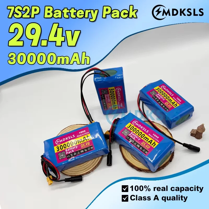 New 18650 lithium battery pack 24V 7S2P 300000mAh with built-in BMS system, suitable for electric commuting tools and scooters.
