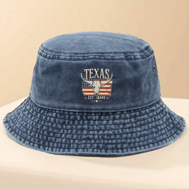 Casquette de baseball avec imprimé tête de taureau Texas Pride, chapeau de pêcheur réglable et tendance, chapeau de randonnée et de pêche