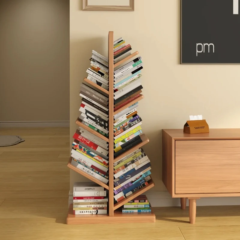 Creative Solid Wood Tree Shaped Bookshelf Wall Corner Floor