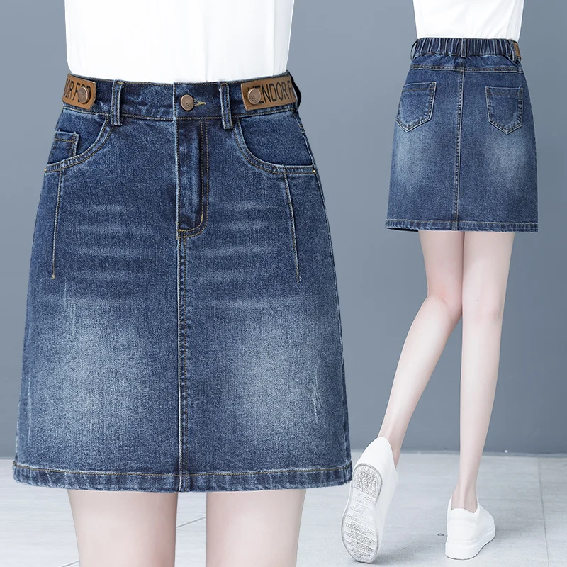 

Fashionable High Waist A-Line Skirt Women's Denim Skirts Spring Autumn New Style Slimming Short Skirts Casual Cotton Blend
