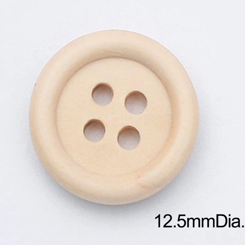 100PCs 11.5/12.5/15/20mm Round 4 Holes Wooden Buttons For Home Clothing Sewing Kit Accessories DIY Doll Clothes Needlework Craft