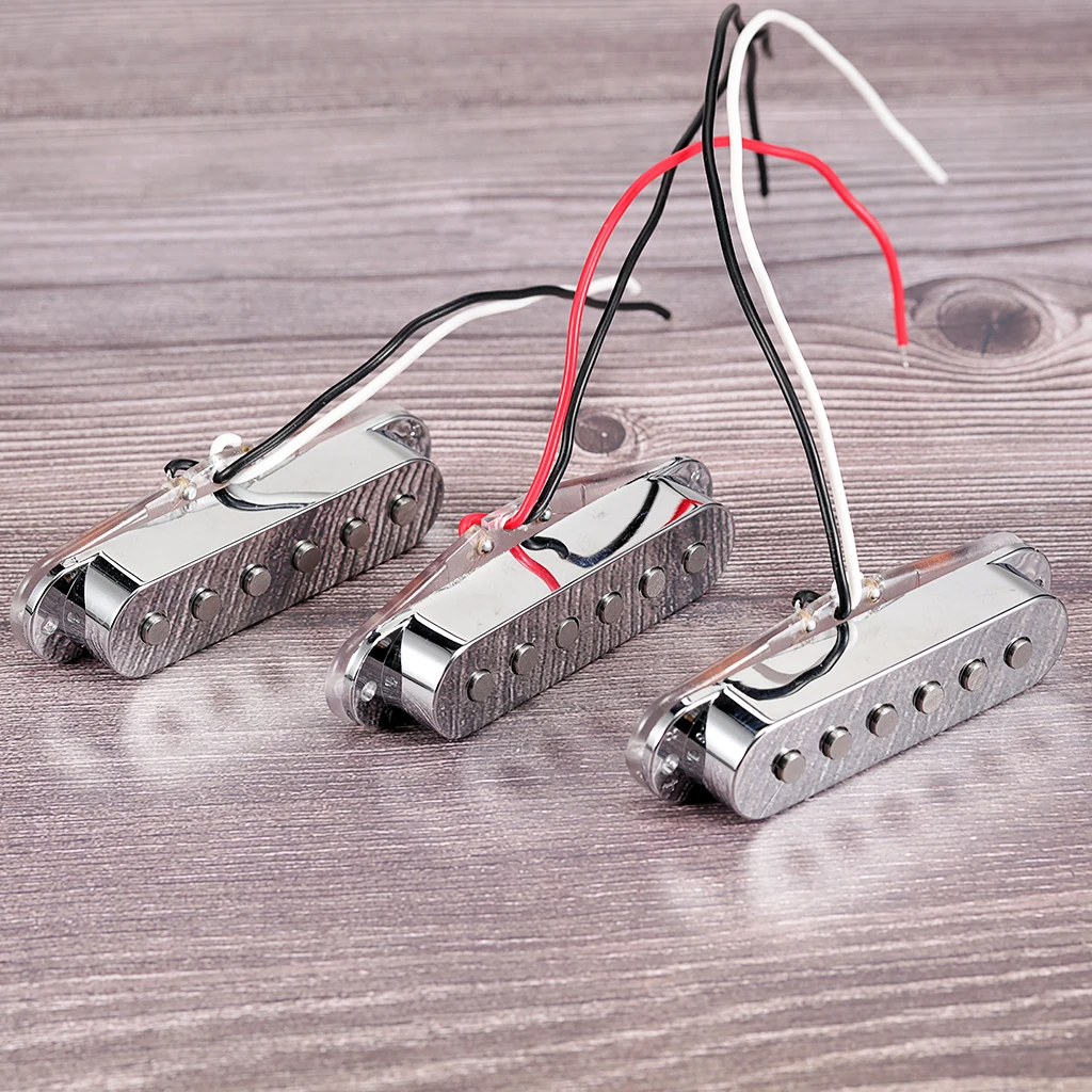 

3-Piece Silver Single Coil Pickup Set for Strat Electric Guitar - Alnico 5 Neck/Middle/Bridge Pickups - Vintage Tone