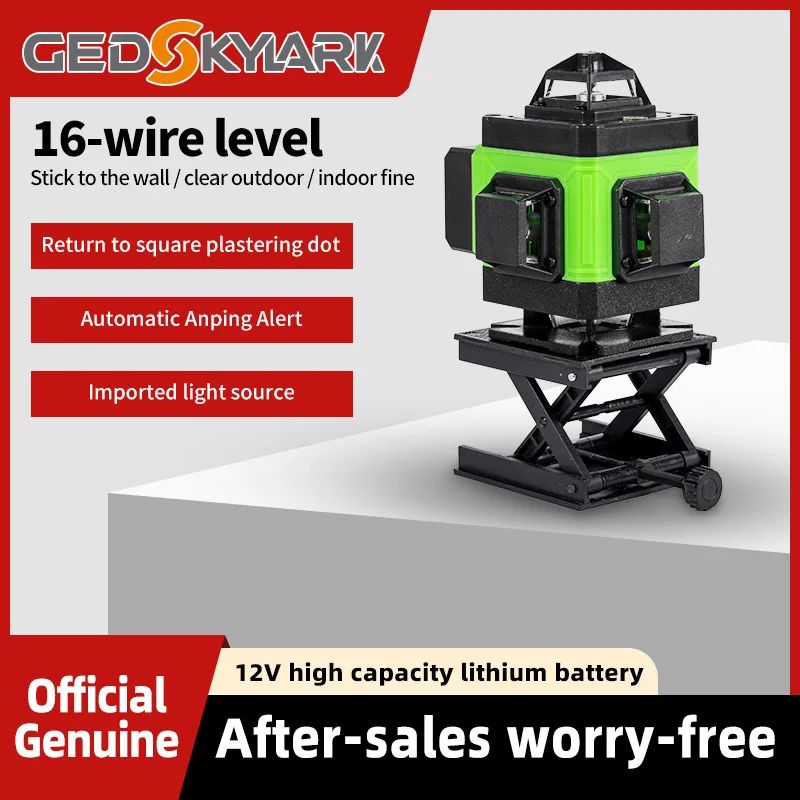 Níveis Laser Profissional 16 Linha de Bateria 360 Horizontal Vertical Cruz Luz Laser Nível Auto-nivelamento Medição Raio Laser 4d