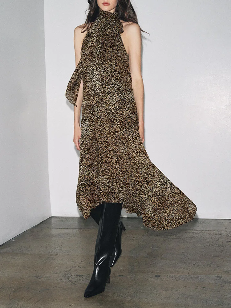 Nouveau hiver 2025 femmes Faion chic Svel imprimé Animal col Dr Ele robe pour dames à la mode ethnique scène Costume