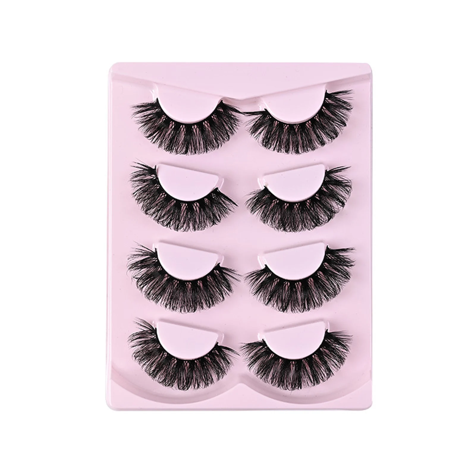 4 Pairs russian Fluffy Lashes strip Curl False Eyelash Set Charming Look Curling up Eyelashes for Daily Wearing makeup