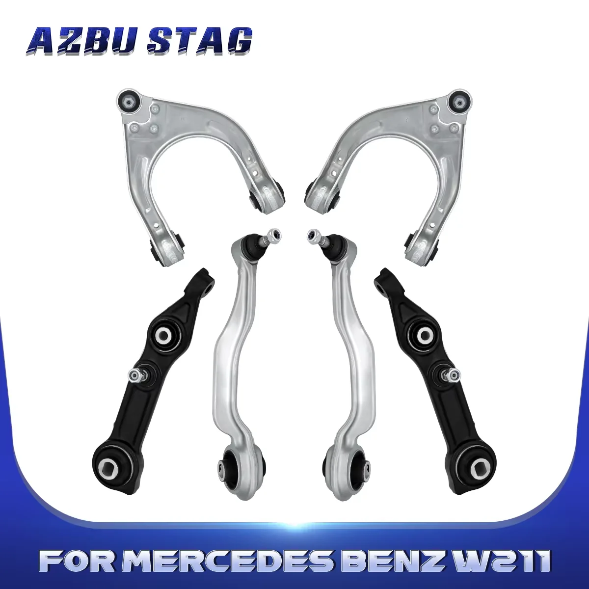 AzbuStag 6Pcs Front Lower Upper Forward Control Arm Suspension Kits for W211 S211 CLS550 CLS500 E350 E55 AMG 2003-2011 RK620187