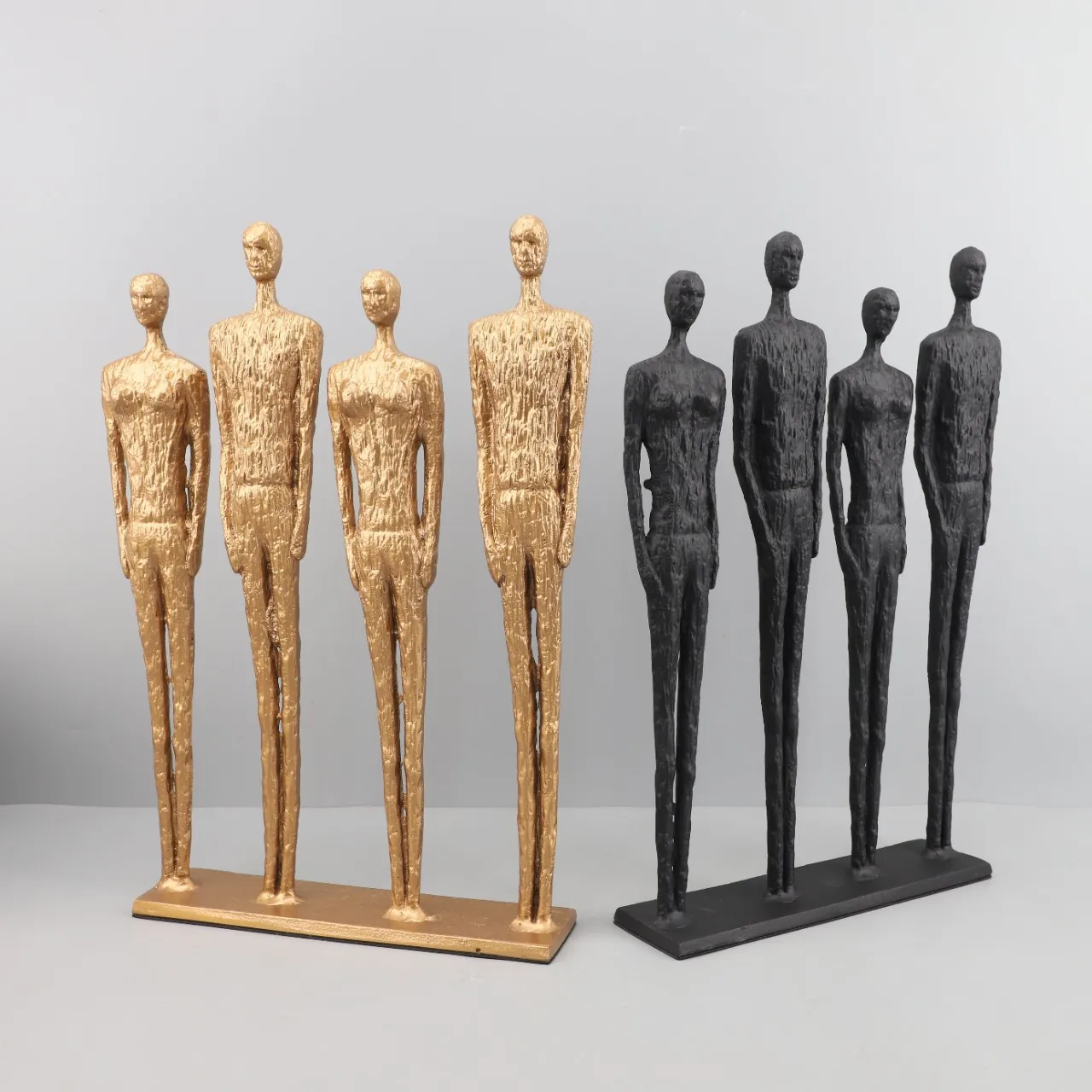 Abstract Figure Sculpture Metal Figurine Squad Golden Man Artificial Character Decorative Figurines Home Decoration Accessories