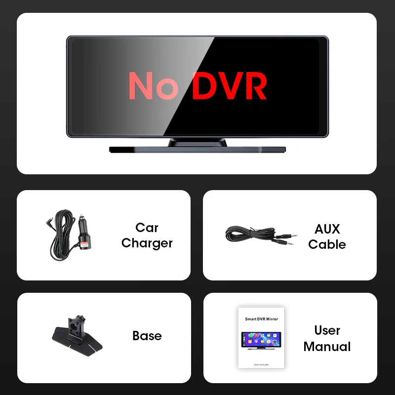 10.26 インチ UHD カー DVR 4K ダッシュカム ワイヤレス CarPlay