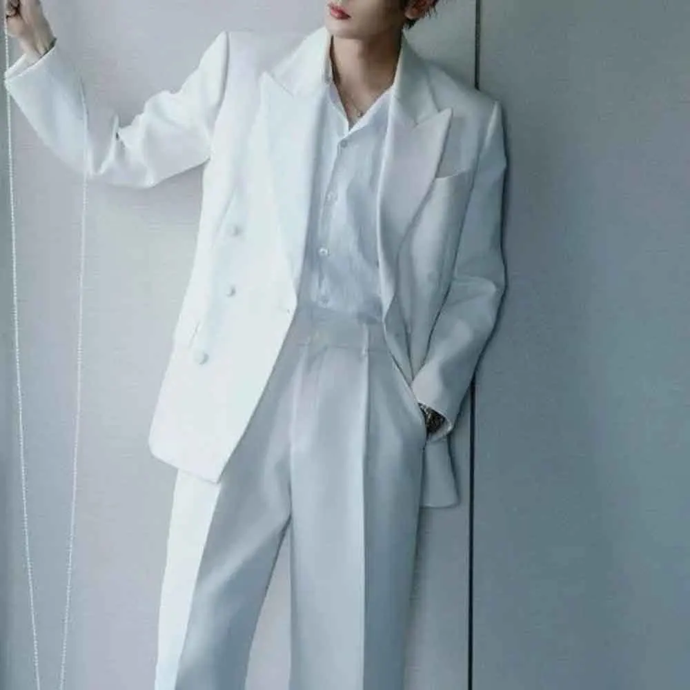 

Mens Autumn Jacket Plain Double-Breasted Casual Suit Jacket British Fashion Trend Elegant Business Top Men'S Clothing 2025 New