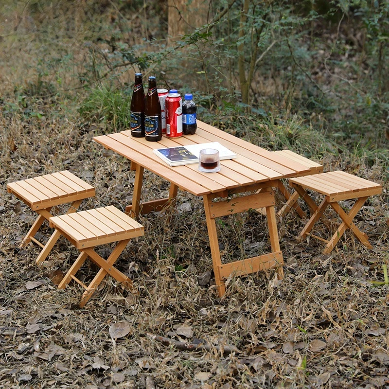 Beech Wood Camping Table Strong Firm Folding Picnic Table Garden Coffee Table Multiscene Suitable Outdoor Furniture