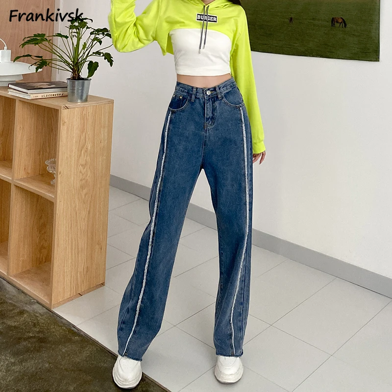 Jeans Women New Advanced Korean Style Baggy All-match Denim Trousers High Street Fashion Simple Youthful Chic Full Length Autumn