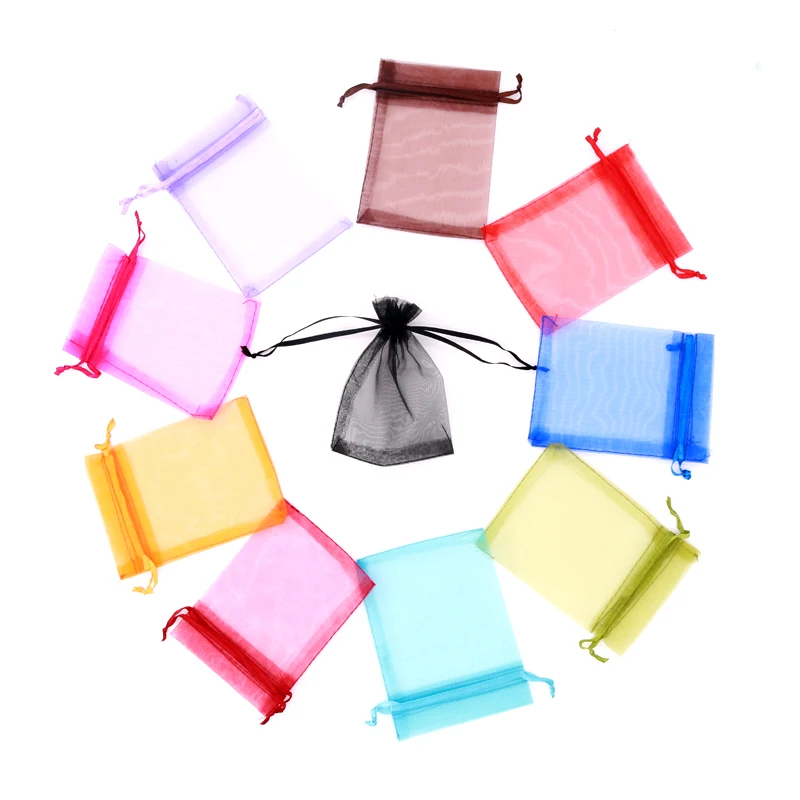 20/30/50pcs Organza Gift Bag Jewelry Packaging Bag Wedding Party Candy Packing Favors Pouches Drawable Bags Present Pouches