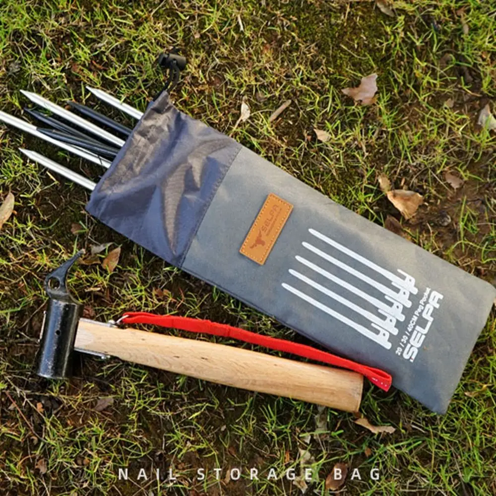 3 Sizes Outdoor Hammer Wind Rope Nail/Pegs Cover Case Tent Pegs Bag Storage Pouch Bundle Pocket