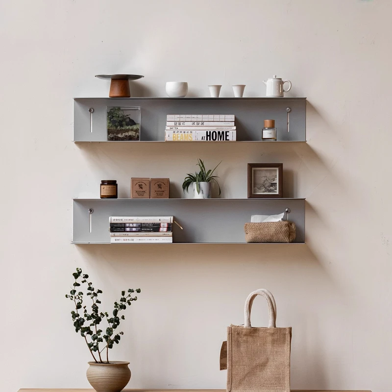 Stainless Steel Wall Mounted Storage Shelf Multi-Layer Display Rack Living Room Dining Wall Decor Modern Metal Floating Shelves