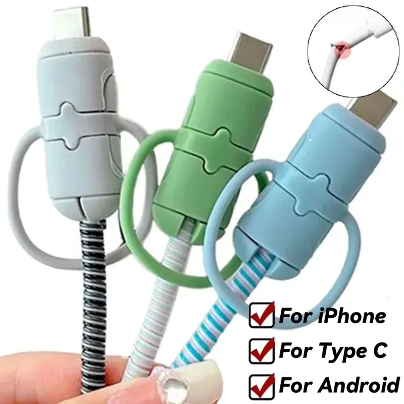 Anti-break Protective Case Silicone Mobile Phone Charger Cable Protector Cover Wire Winder for iPhone Samsung Xiaomi Cord Sleeve