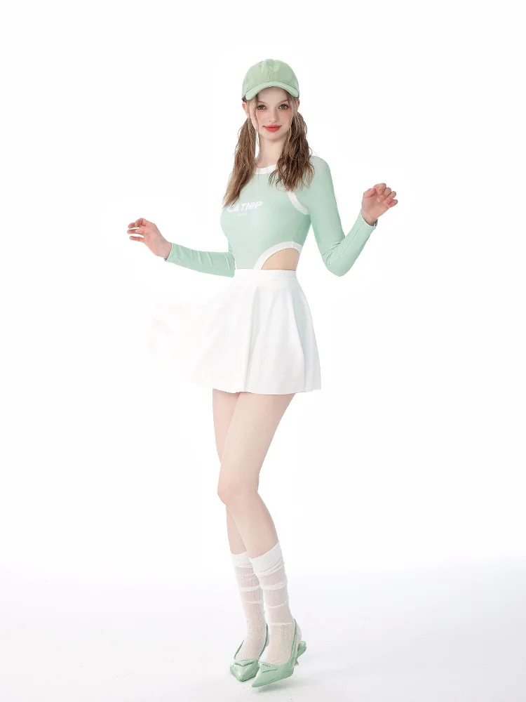 

Dopne Swimsuit Women's Long Sve Cover up Sexy Hollow out Sunscreen Hot Spring Vaion Swimming Costume