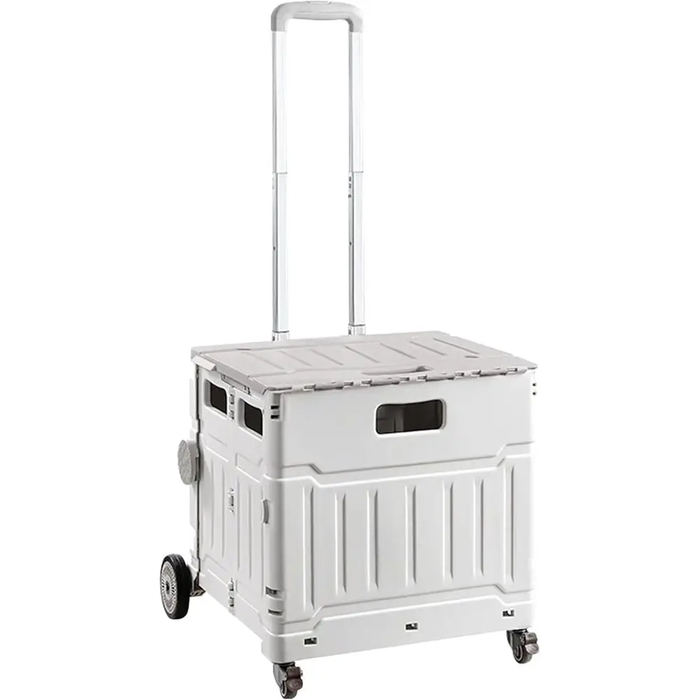 

Складная тележка для покупок на колесах с регулируемой ручкой для использования на улице и в кемпинге (серая, 4-колесная)