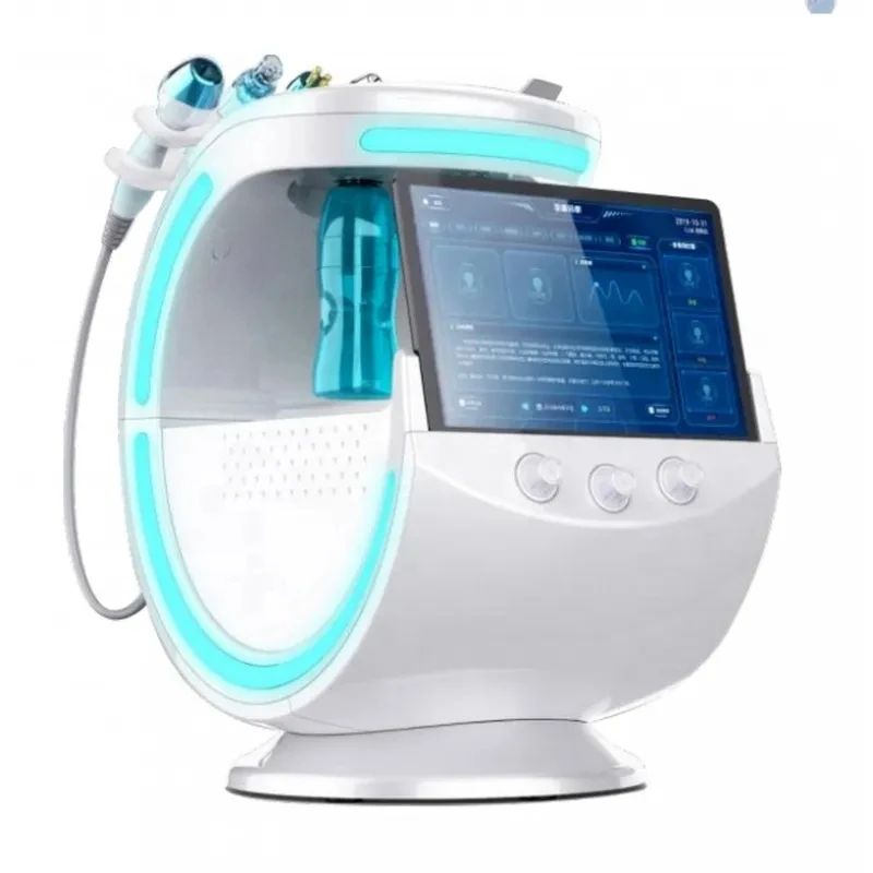 Portable Oxygen Jet Peel Smart Ice Blue Radiofrequency Skin Scrubber Dermabrasion Facial Machine with Skin Analysis System