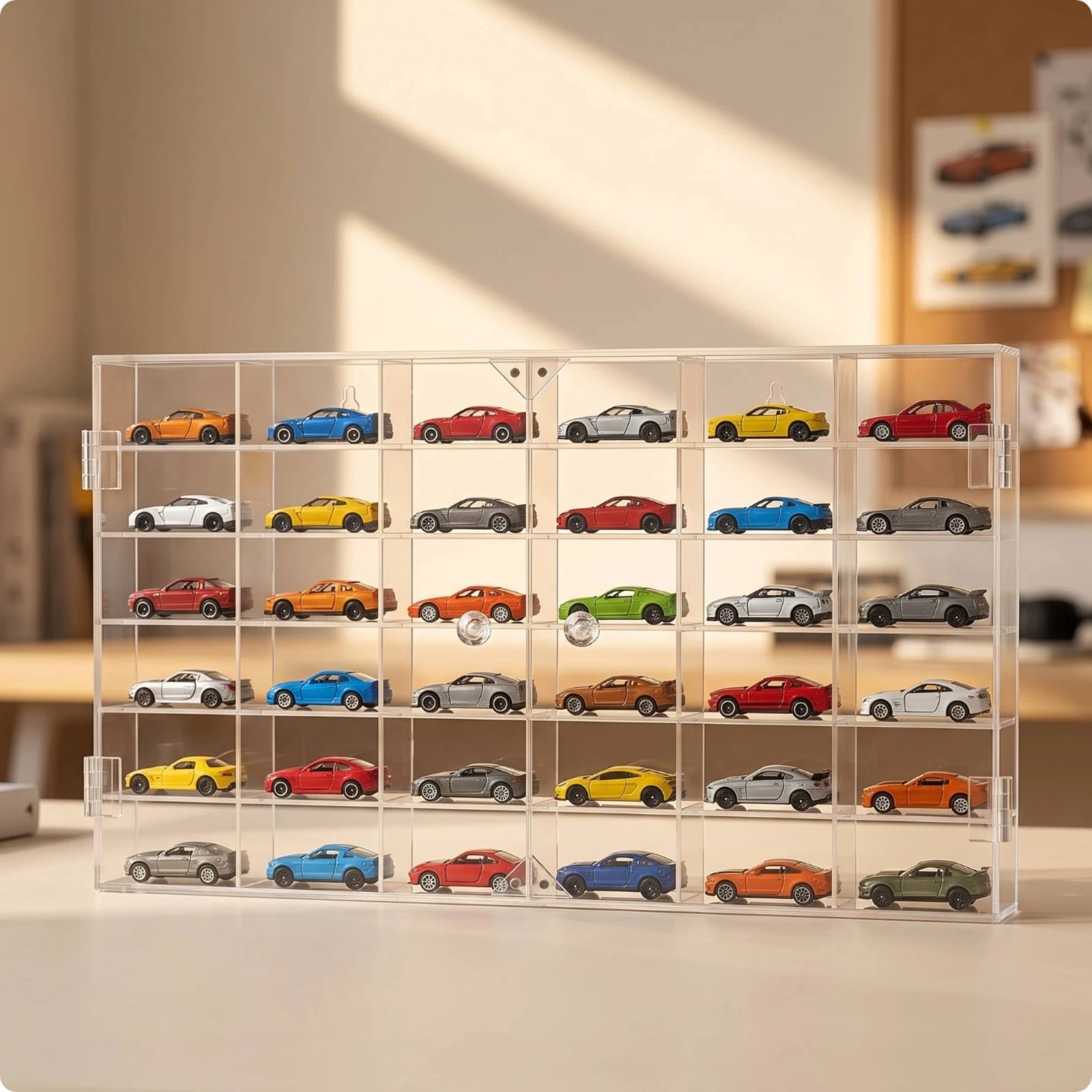 Acrylic Model Car Display Case Clear Model Car Display Case Showcase Transparent Wall-Mounted for Collectors, Hobby Room