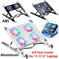 Laptop Cooling Pad with 2/4 Fans Foldable Gaming Laptop Cooler Fan RGB 7 Height Portable Laptop Holder for 11-17.3 Inch Laptops